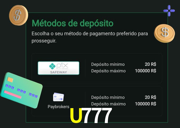 O cassino U777 oferece uma grande variedade de métodos de pagamento